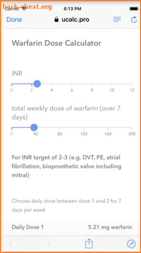 Warfarin Dose Calculator (without Ads) screenshot