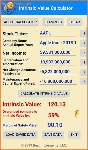 Warren Buffett Intrinsic Value Calculator screenshot