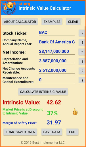 Warren Buffett Intrinsic Value Calculator screenshot