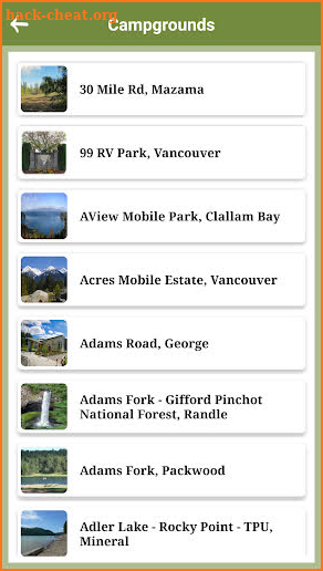 Washington Campgrounds screenshot