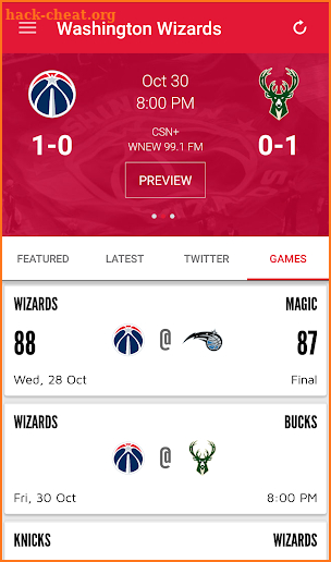 Washington Wizards Mobile screenshot