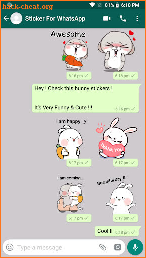 WAStickerApps - Cute Bunny Stickers screenshot