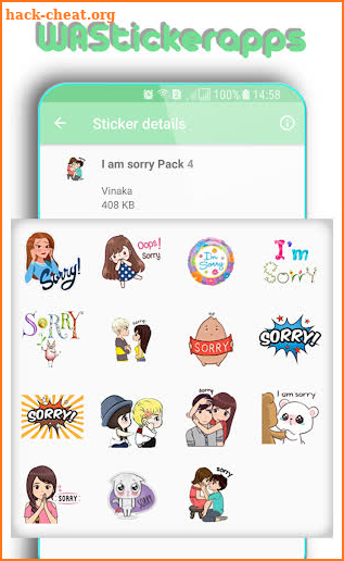 WAStickerApps: I am Sorry Stickers screenshot