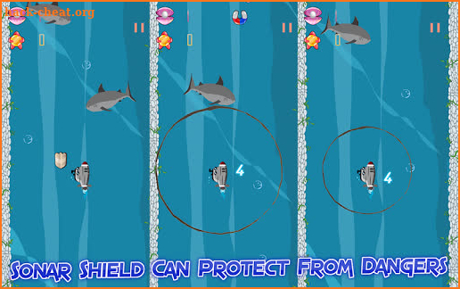 Water World Fish Escape Submarine Shark Fishes 2D screenshot