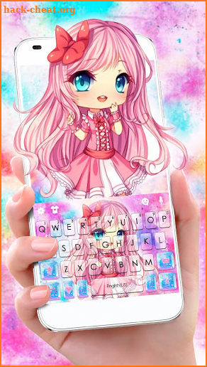 Watercolor Cute Girl Keyboard Theme screenshot