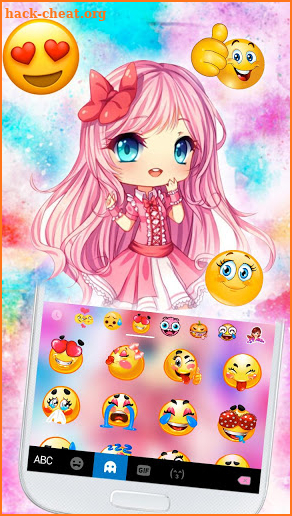 Watercolor Cute Girl Keyboard Theme screenshot