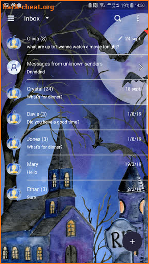 Watercolor Halloween skin for Next SMS screenshot
