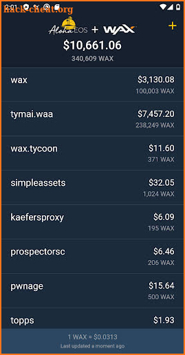 WAX Tracker screenshot