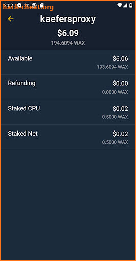 WAX Tracker screenshot
