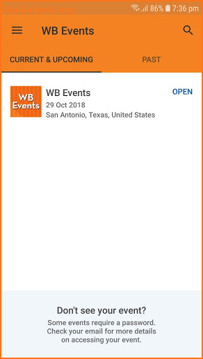WB Events screenshot
