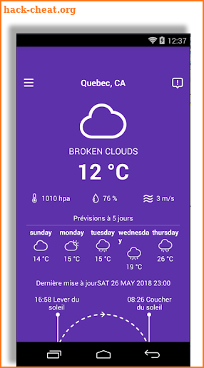 Weather in United state, Europe, Canada, on 2018 screenshot