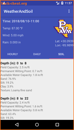 WeatherAndSoil App screenshot