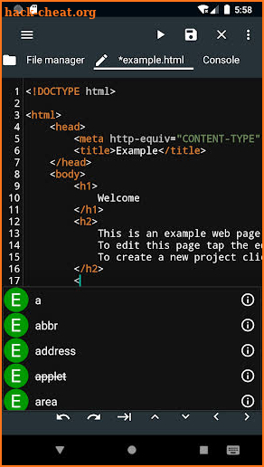 WebCode - ide for html, css and javascript screenshot