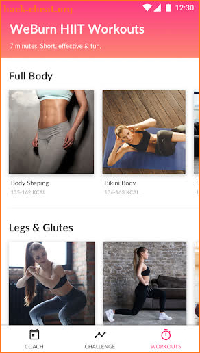 WeBurn: Women Home Workouts, Fitness Plan & Coach screenshot