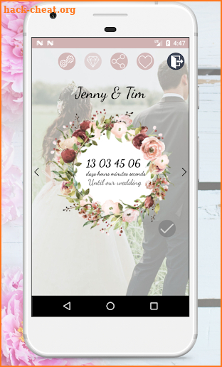 Wedding Countdown Boho Vintage Flower Widget screenshot