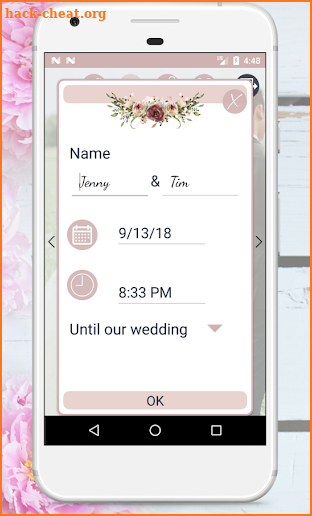 Wedding Countdown Boho Vintage Flower Widget screenshot