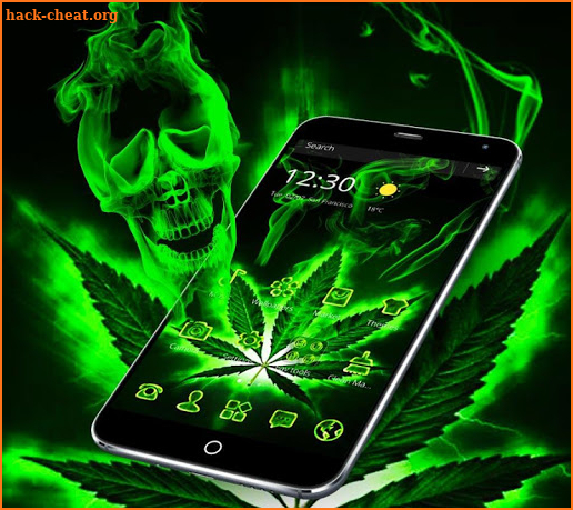 Weed Rasta Green Smoke Skull Theme screenshot