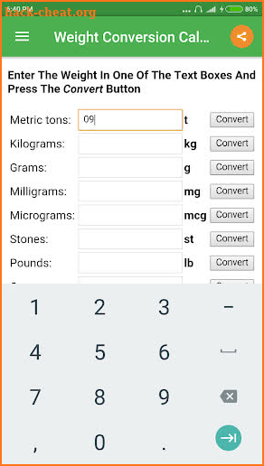 Weight Converter screenshot