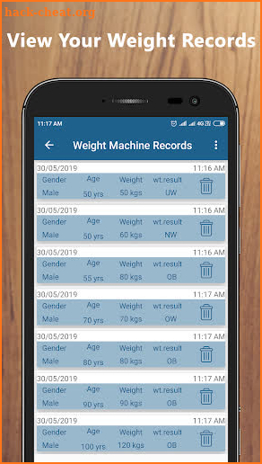 Weight Machine Records screenshot