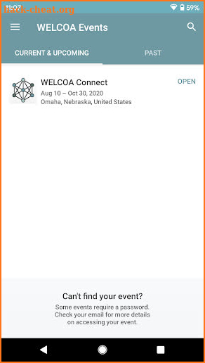 WELCOA Events screenshot