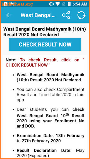 West Bengal Board Result 2020 screenshot