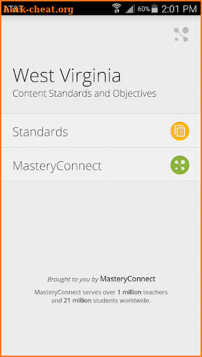 West Virginia Content Standard screenshot