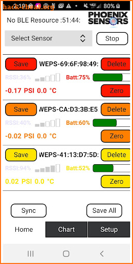 WEXS-10 Sensors screenshot