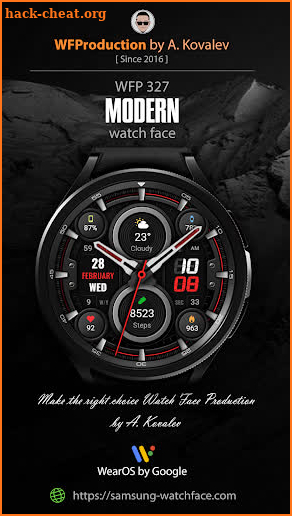 WFP 327 Modern watch face screenshot