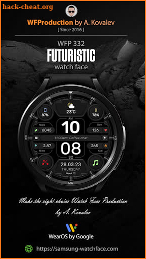 WFP 332 Futuristic watch face screenshot
