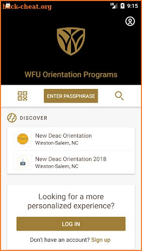 WFU Orientation Programs screenshot