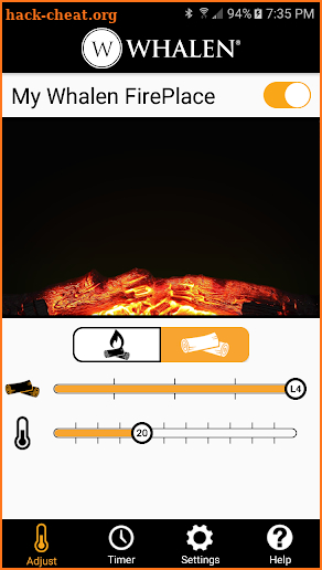 Whalen Fireplace Bluetooth App screenshot