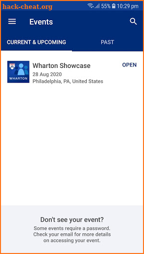 Wharton Events screenshot