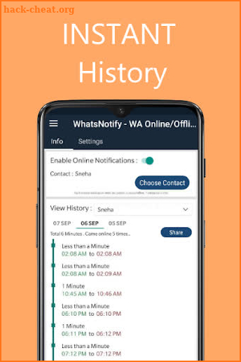 WhatsNotify - WA Online Offline Notification screenshot