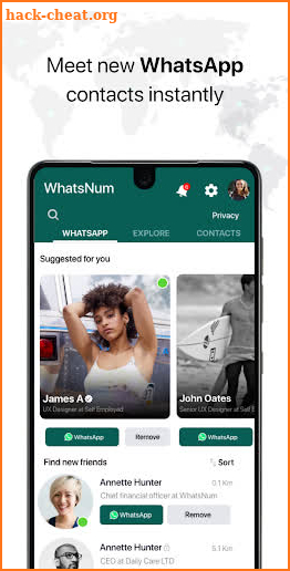 WhatsNum - Friend Search for WhatsApp Number screenshot