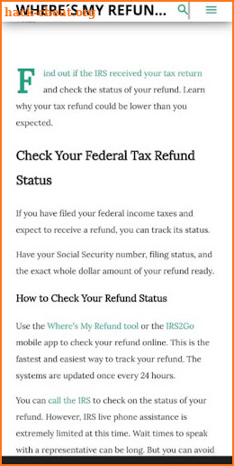Where´s my refund screenshot