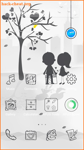 White & Black Love APUS Launcher theme screenshot
