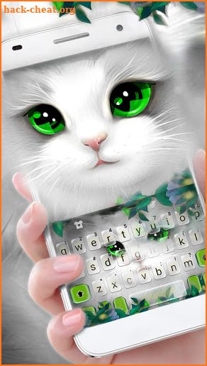 White Cute Cat Keyboard Theme screenshot