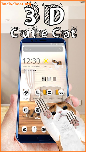 White Cute Cat Theme screenshot