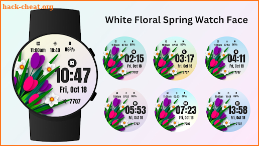 White Floral Spring Watch Face screenshot