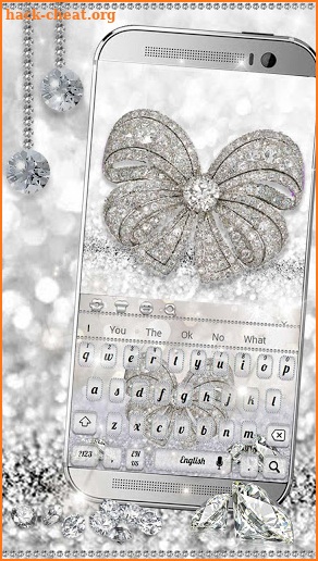 White Gold diamond bow Keyboard Theme screenshot