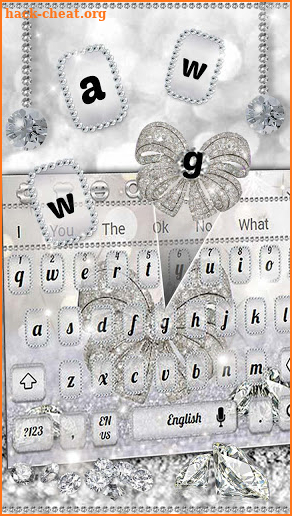 White Gold diamond bow Keyboard Theme screenshot