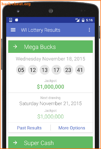 WI Lottery Results screenshot