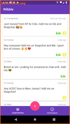 Wibble - friends for Snapchat and Kik screenshot