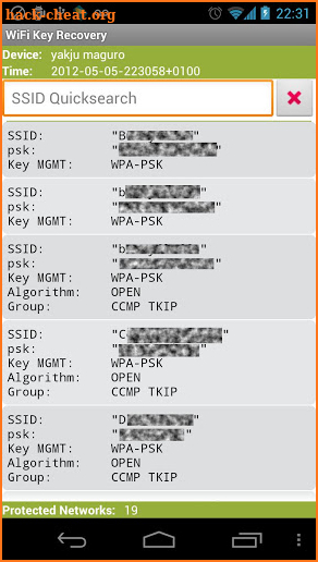 WiFi Key Recovery (needs root) screenshot