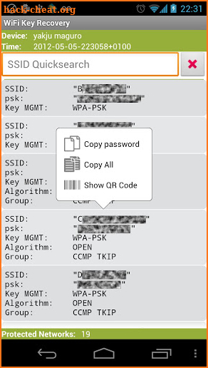 WiFi Key Recovery (needs root) screenshot