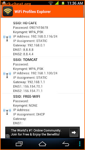 WiFi Password, IP, DNS screenshot