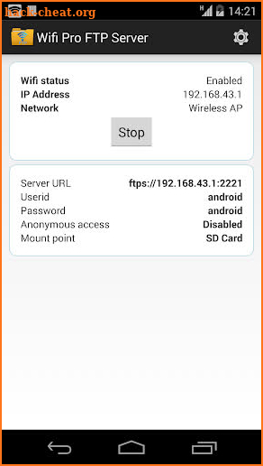 WiFi Pro FTP Server screenshot