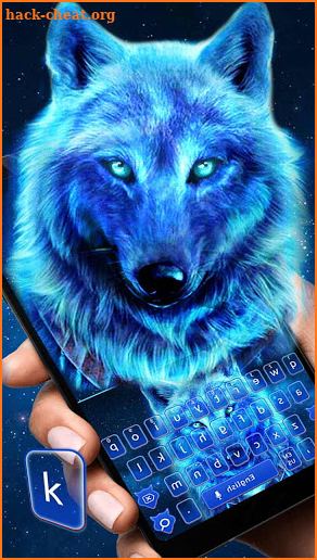 Wild Cyan Neon Wolf Keyboard Theme screenshot