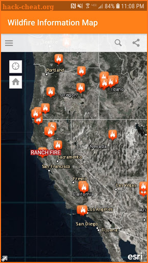 Wildfire Information Map screenshot