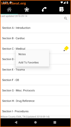 Wilson EMA Protocols screenshot